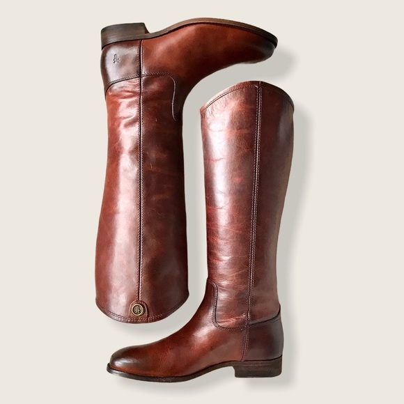 Frye Melissa Button 2 Redwood Leather Tall Boots - Picture 15 of 16